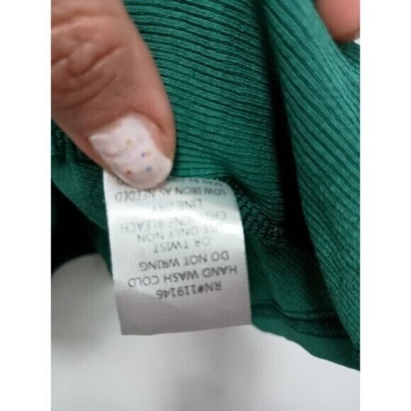 Jodifl Womens BOHO Top Medium Green Eyelet Yoke Tiered Sleeve Ribbed Casual - Picture 7 of 9